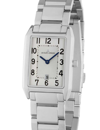 Front view of Jacques Lemans 1-2189G Silver Stainless Steel Womens Watch on white background