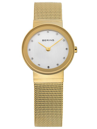 Front view of Bering 10126-334 Silver Dial Gold Stainless Steel Womens Watch on white background