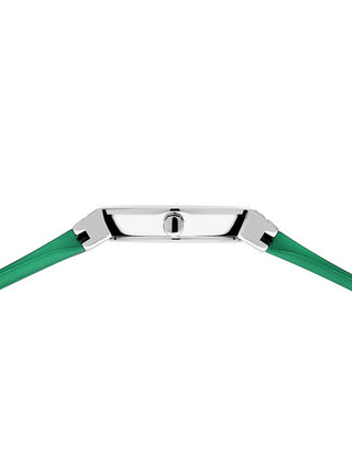 Angle shot of Bering 10129-808 Green Silicone Womens Watch on white background