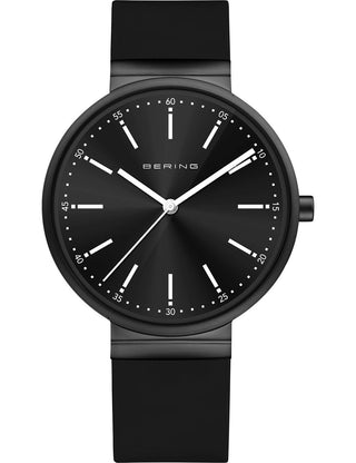 Front view of Bering 10141-402 Black Silicone Womens Watch on white background