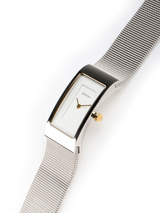 Angle shot of Bering 10222-010-S White Dial Silver Stainless Steel Womens Watch on white background