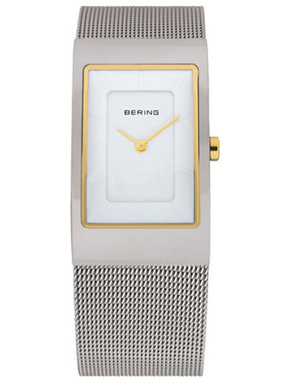 Front view of Bering 10222-010-S White Dial Silver Stainless Steel Womens Watch on white background