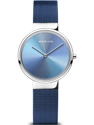 Front view of Bering 10X31-ANNIVERSARY2 Blue Stainless Steel Womens Watch on white background