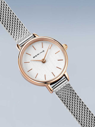 Angle shot of Bering 11022-064 Silver Stainless Steel Womens Watch on white background