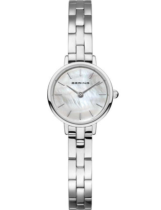 Front view of Bering 11022-704 Mother Of Pearl Dial Silver Stainless Steel Womens Watch on white background