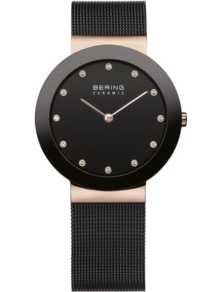 Front view of Bering 11435-166 Black Stainless Steel Womens Watch on white background