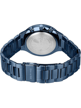 Angle shot of Bering Chronograph 11743-797 Blue Titanium Unisex Watch on white background