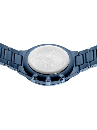 Angle shot of Bering Chronograph 11743-797 Blue Titanium Unisex Watch on white background