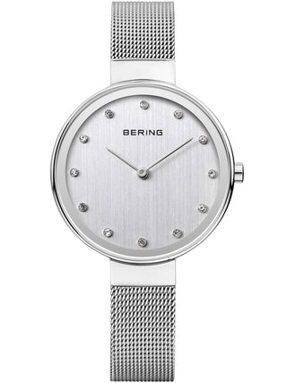 Front view of Bering 12034-000 Silver Stainless Steel Womens Watch on white background