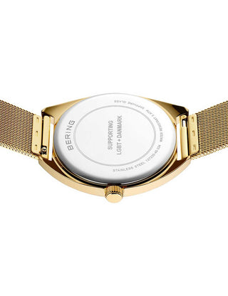 Angle shot of Bering 127220-40-334 Silver Dial Gold Stainless Steel Unisex Watch on white background