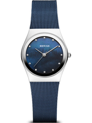 Front view of Bering 12927-307 Blue Stainless Steel Womens Watch on white background