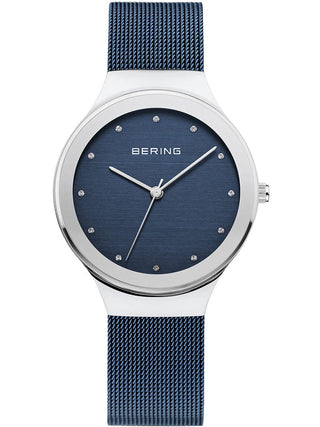 Front view of Bering 12934-307 Blue Stainless Steel Womens Watch on white background