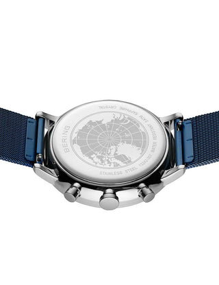 Angle shot of Bering 13242-307 Blue Stainless Steel Unisex Watch on white background