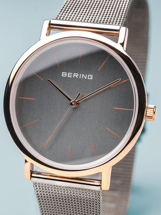 Angle shot of Bering 13436-369 Grey Stainless Steel Womens Watch on white background