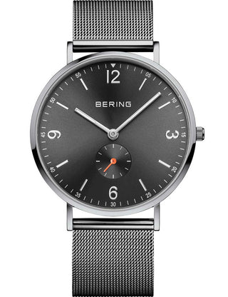 Front view of Bering 14040-377 Grey Stainless Steel Unisex Watch on white background