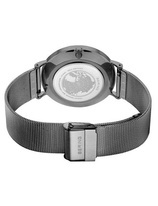 Angle shot of Bering 14040-377 Grey Stainless Steel Unisex Watch on white background