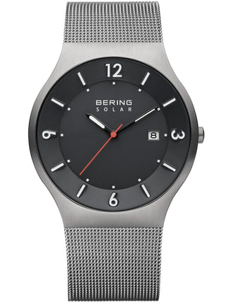 Front view of Bering 14440-077 Grey Stainless Steel Unisex Watch on white background