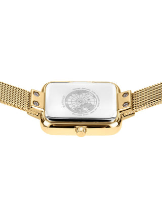 Angle shot of Bering 14520-334 White Dial Gold Stainless Steel Womens Watch on white background