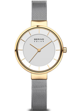 Front view of Bering 14631-024 White Dial Silver Stainless Steel Womens Watch on white background