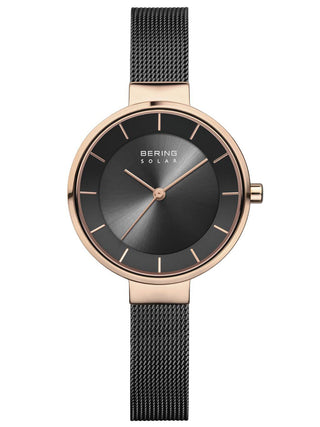 Front view of Bering 14631-166 Black Stainless Steel Womens Watch on white background