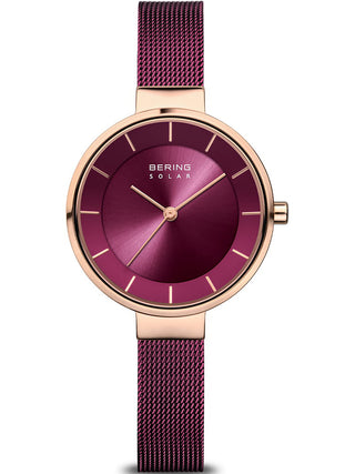 Front view of Bering 14631-969 Purple Stainless Steel Womens Watch on white background