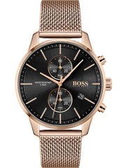 Hugo Boss Chronograph 1513806 Black Dial Rose Gold Stainless Steel Unisex Watch