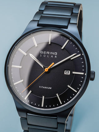 Angle shot of Bering 15239-797 Blue Titanium Unisex Watch on white background