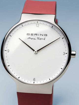 Angle shot of Bering 15540-500 White Dial Silicone Unisex Watch on white background