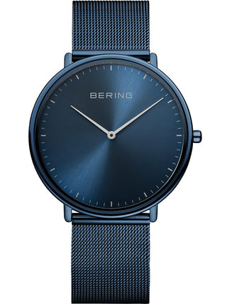 Front view of Bering 15739-397 Blue Stainless Steel Unisex Watch on white background