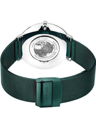 Angle shot of Bering 15739-808 Green Stainless Steel Unisex Watch on white background