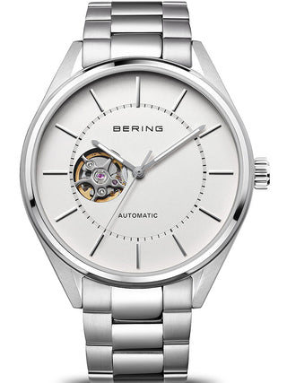 Front view of Bering 16743-704 White Dial Silver Stainless Steel Unisex Watch on white background