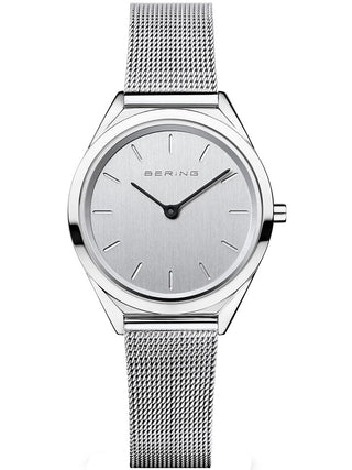 Front view of Bering Ultra Slim 17031-000 Silver Stainless Steel Womens Watch on white background