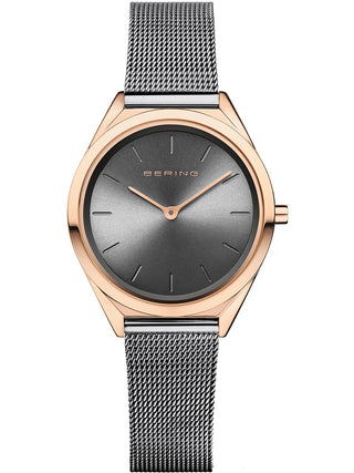 Front view of Bering 17031-369 Grey Stainless Steel Womens Watch on white background