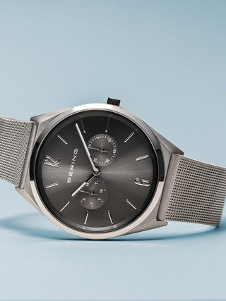 Angle shot of Bering 17140-009 Grey Dial Silver Stainless Steel Unisex Watch on white background