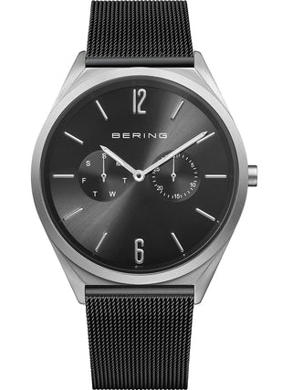 Front view of Bering 17140-102 Black Stainless Steel Unisex Watch on white background