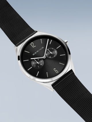 Angle shot of Bering 17140-102 Black Stainless Steel Unisex Watch on white background