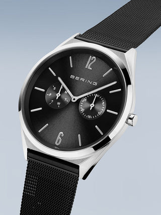 Angle shot of Bering 17140-102 Black Stainless Steel Unisex Watch on white background