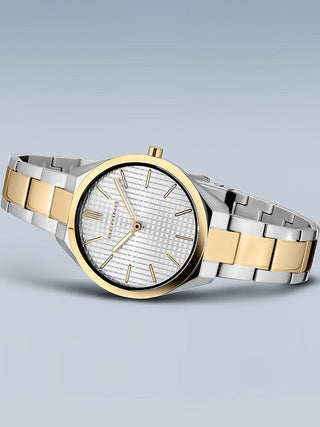 Angle shot of Bering 17231-704 Silver Stainless Steel Womens Watch on white background