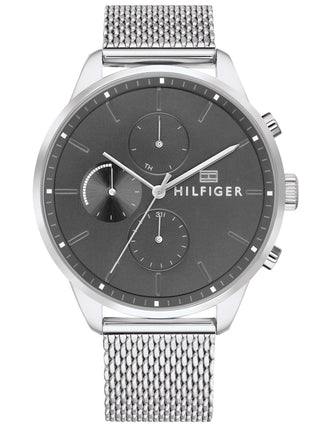 Angle shot of Tommy Hilfiger 1791484 Grey Dial Silver Stainless Steel Unisex Watch on white background