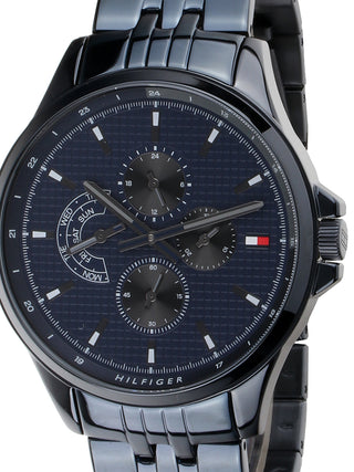 Angle shot of Tommy Hilfiger 1791618 Blue Stainless Steel Unisex Watch on white background