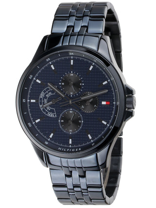 Angle shot of Tommy Hilfiger 1791618 Blue Stainless Steel Unisex Watch on white background