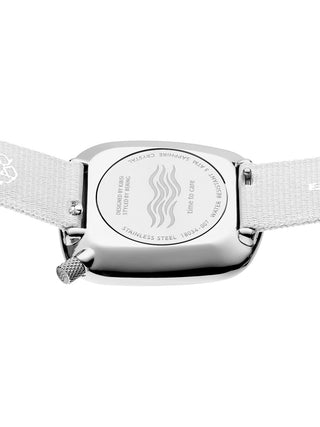 Angle shot of Bering 18034-007 White Textile Womens Watch on white background