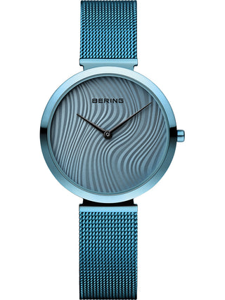 Front view of Bering 18132-CHARITY2 Blue Stainless Steel Womens Watch on white background