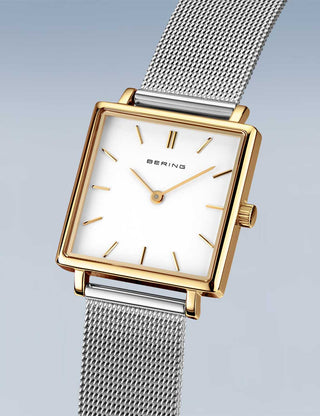 Angle shot of Bering 18226-010 White Dial Silver Stainless Steel Womens Watch on white background