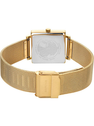 Angle shot of Bering 18226-334 White Dial Gold Stainless Steel Womens Watch on white background