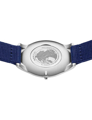 Angle shot of Bering 18342-507 Blue Textile Unisex Watch on white background