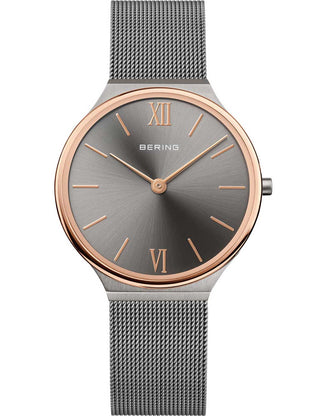 Front view of Bering 18434-369 Grey Stainless Steel Womens Watch on white background