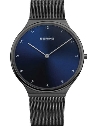 Front view of Bering 18440-227 Blue Dial Black Stainless Steel Unisex Watch on white background