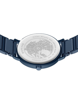 Angle shot of Bering 18531-797 Blue Stainless Steel Womens Watch on white background