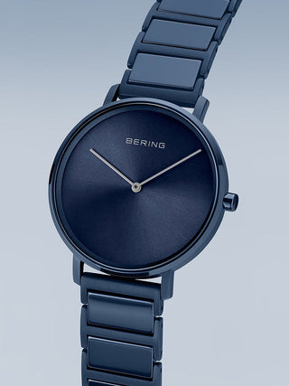 Angle shot of Bering 18531-797 Blue Stainless Steel Womens Watch on white background